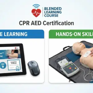 Heartsaver CPR AED Blended Learning course kit with tablet and manikin